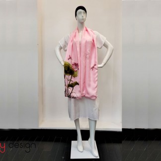  Khăn lụa 2 mặt thêu tay hoa sen 40*200 cm